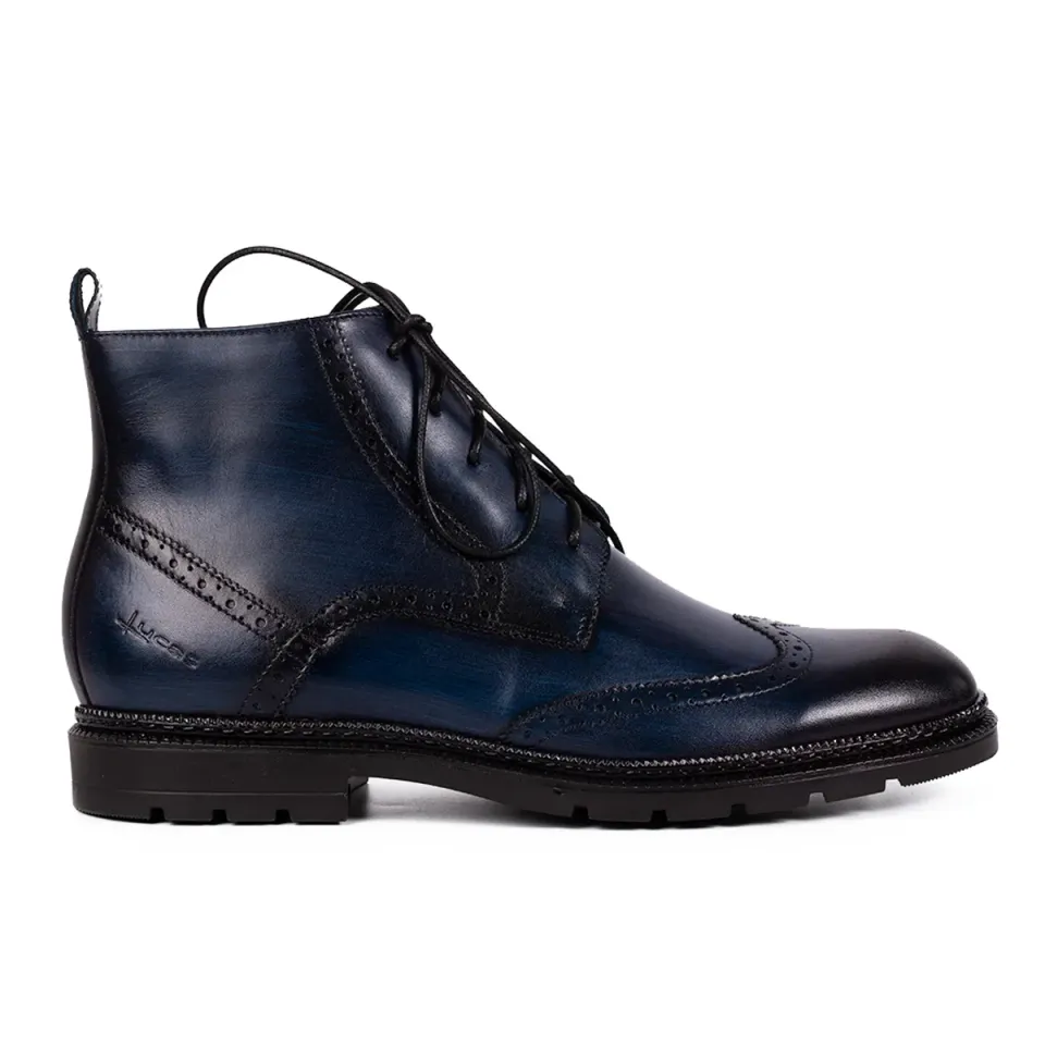 Lucas Shoes 850 Gross ghete azzurro piele naturala