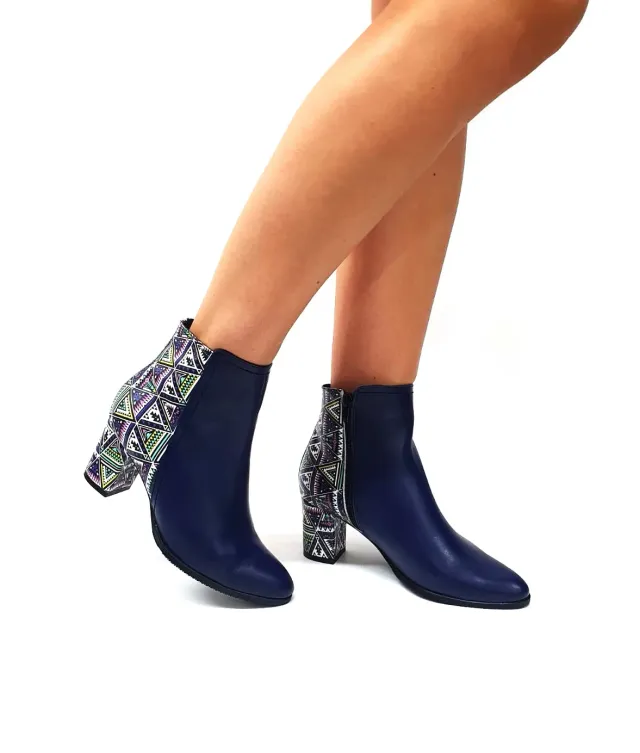 Catinca Shoes GX31 BLT ghete damă piele bleumarin triunghiuri