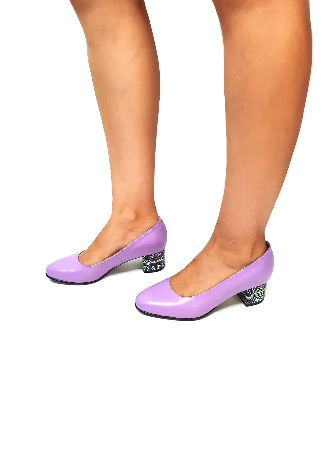 Catinca Shoes A6 LT pantofi dama piele lila triunghiuri