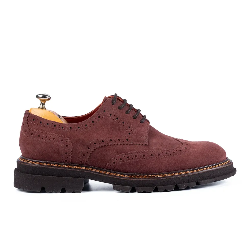 Lucas Shoes Elegant 550 pantofi velur visiniu piele