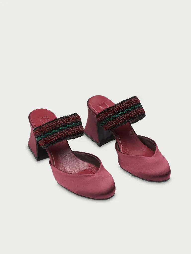 Flagelus Foxtrot Burgundy pantofi satin toc 6 cm