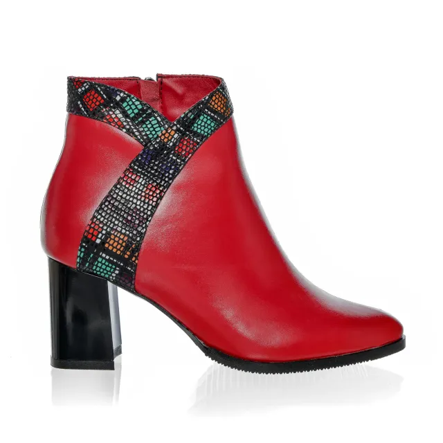 Catinca Shoes GX44 ghete dama piele rosii patratele