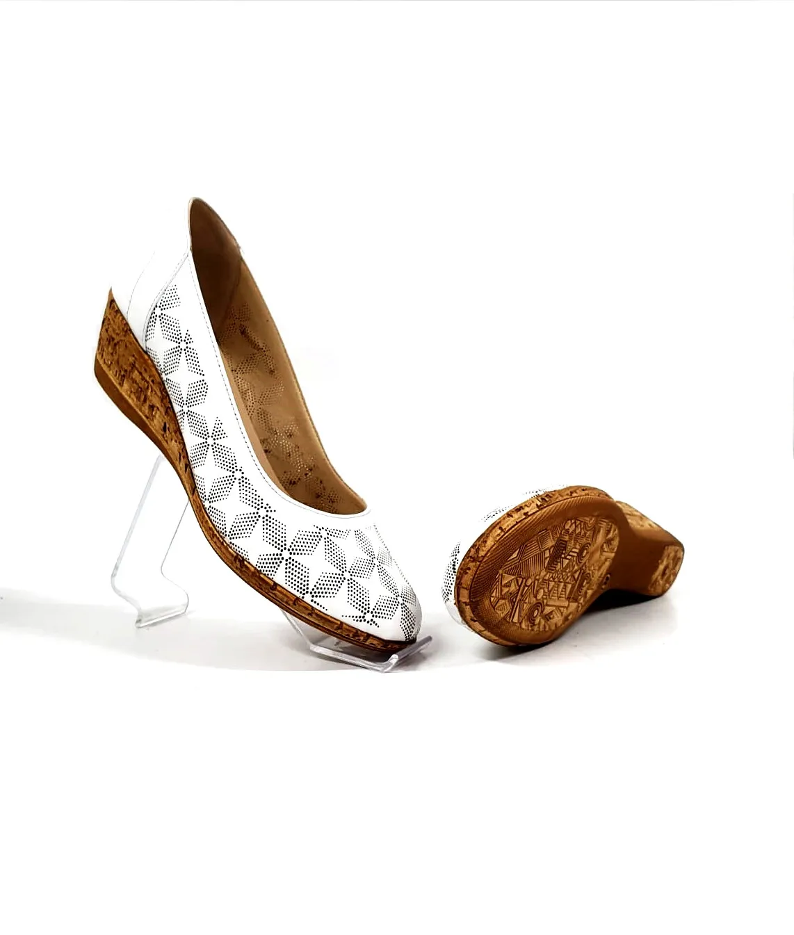Catinca Shoes T13 A pantofi dama piele albi perforati