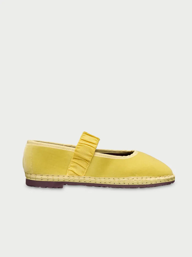 Flagelus Lady Mafalda Yellow pantofi velur galben siret