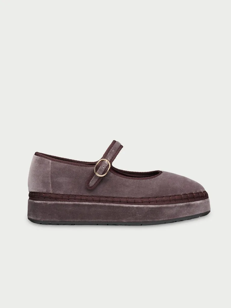 Flagelus Double Taupe pantofi mary jane taupe platforma
