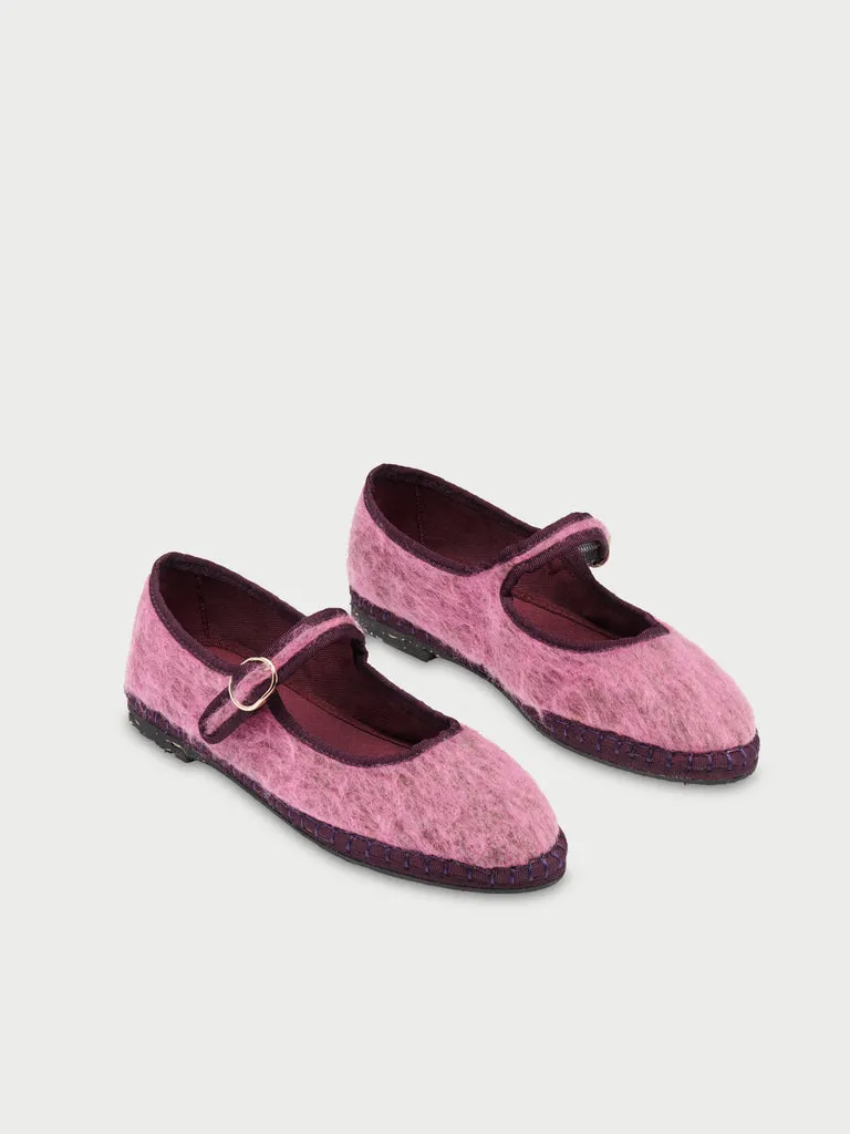 Flagelus Bennet pantofi Mary Jane roz din lana