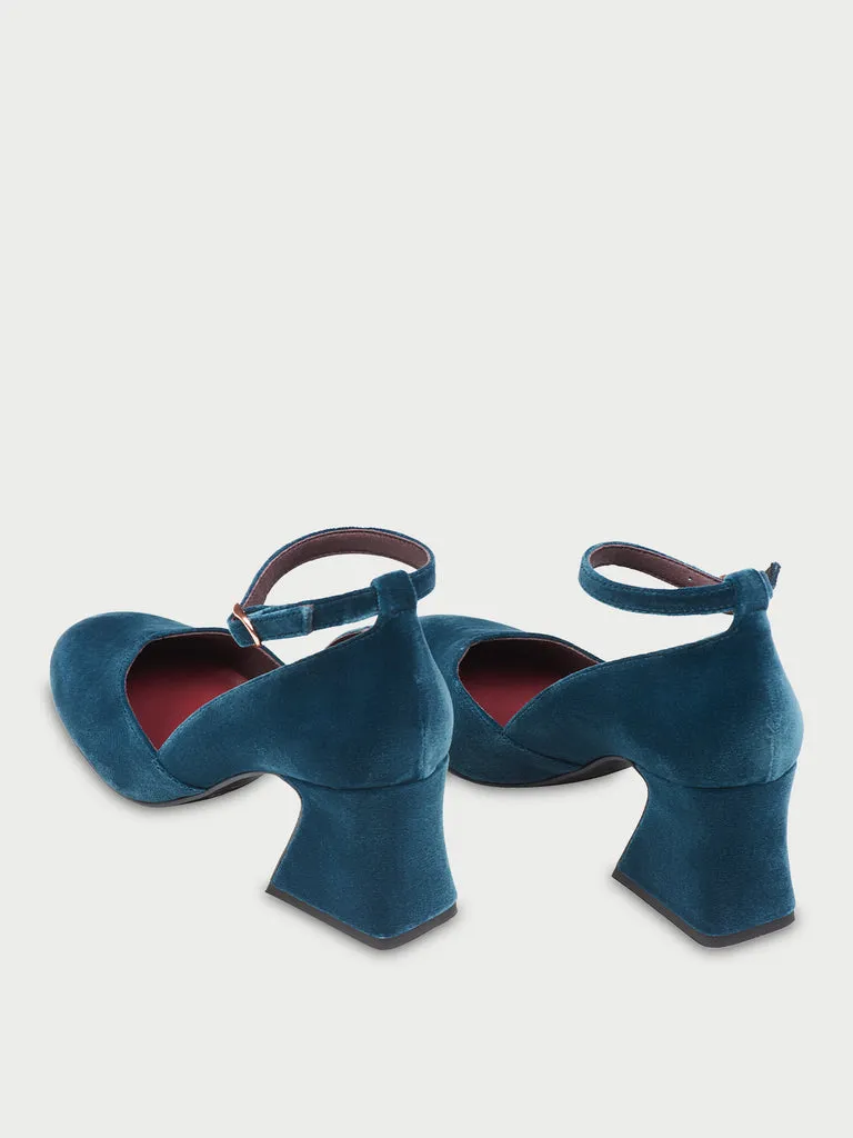 Flagelus D'Orsey pantofi cu toc verzi catifea toc 6cm