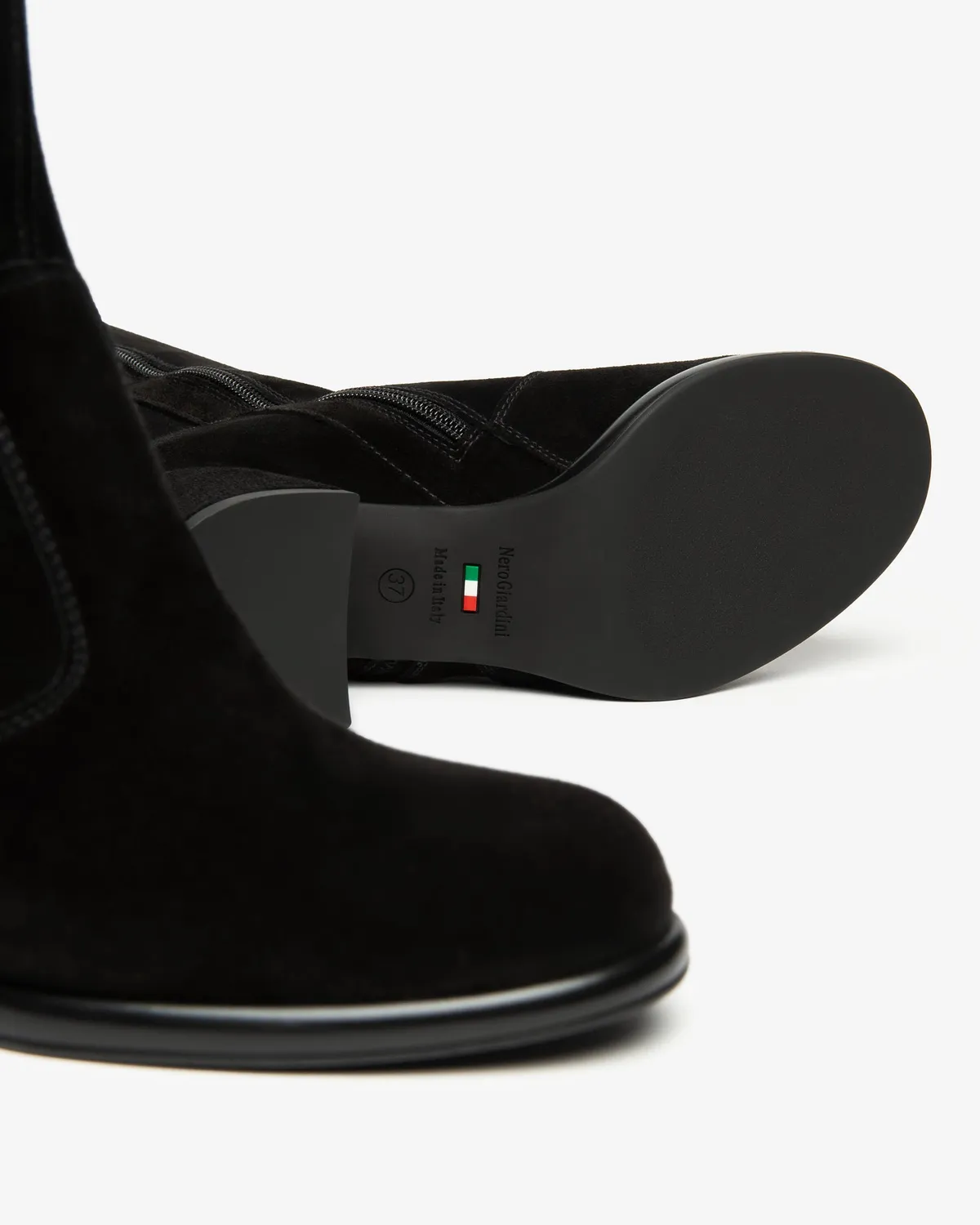 NeroGiardini cizme dama piele intoarsa cu textil
