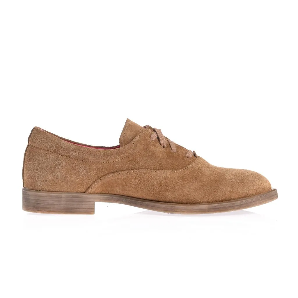 Ana Urbana Iulia pantofi maro-roz oxford piele intoarsa