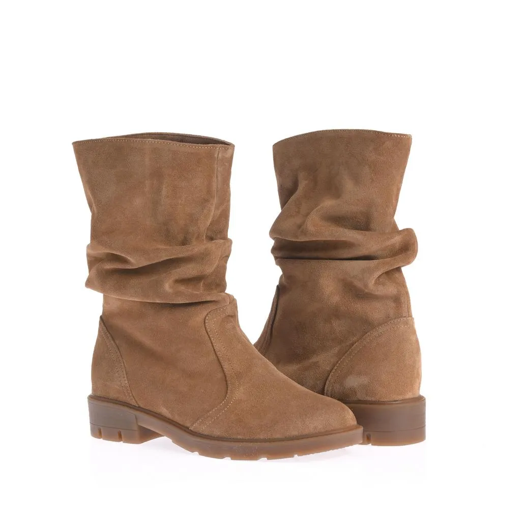 Ana Urbana Mara cizme piele intoarsa camel talpa plata