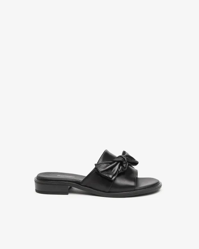 NeroGiardini papuci piele dama cu funda toc 2,5 cm