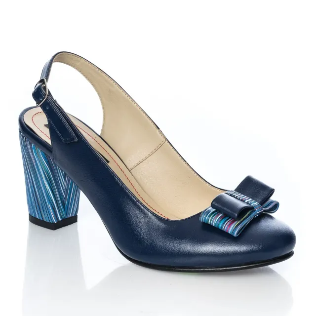 Catinca Shoes V5 BTD sandale damă piele blu toc dungi