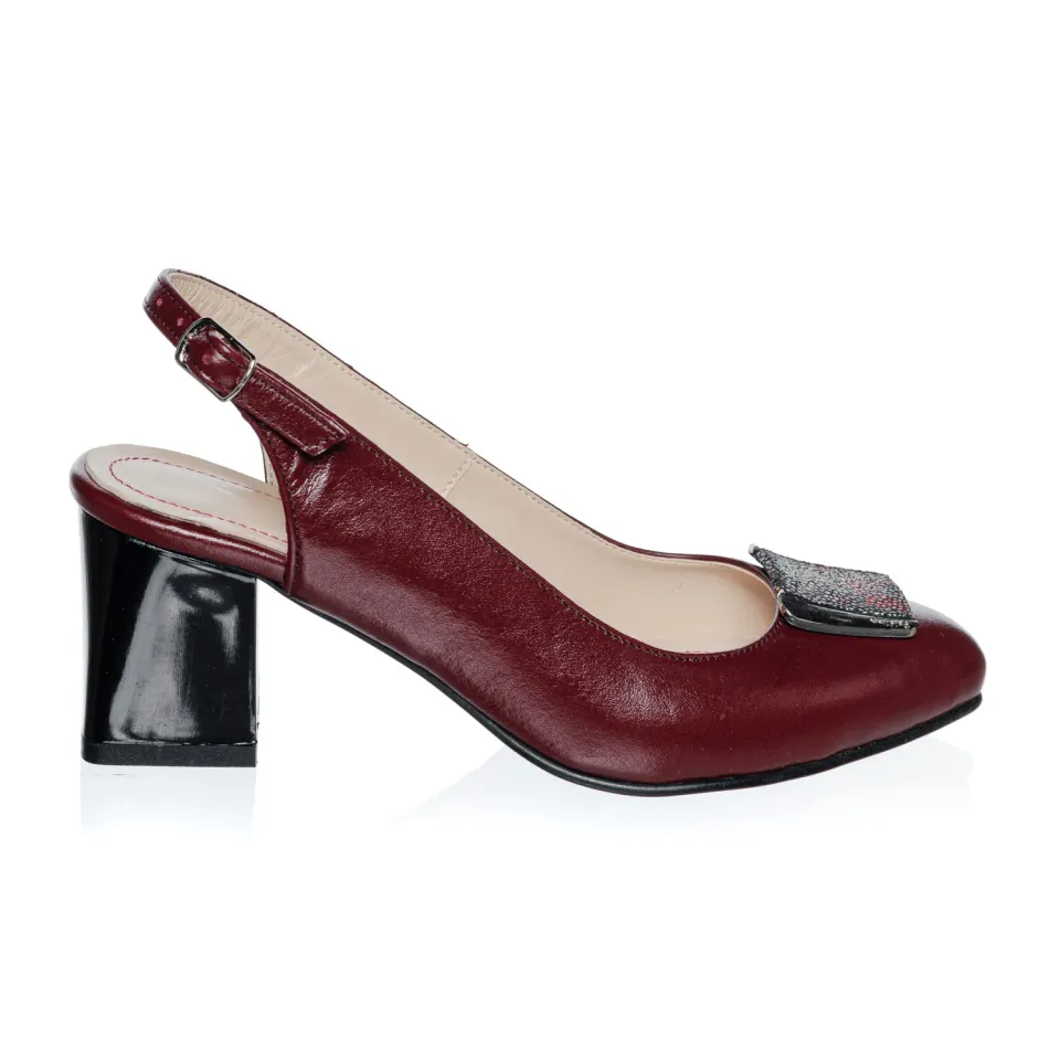 Catinca Shoes D30 BBF sandale dama piele bordo flori