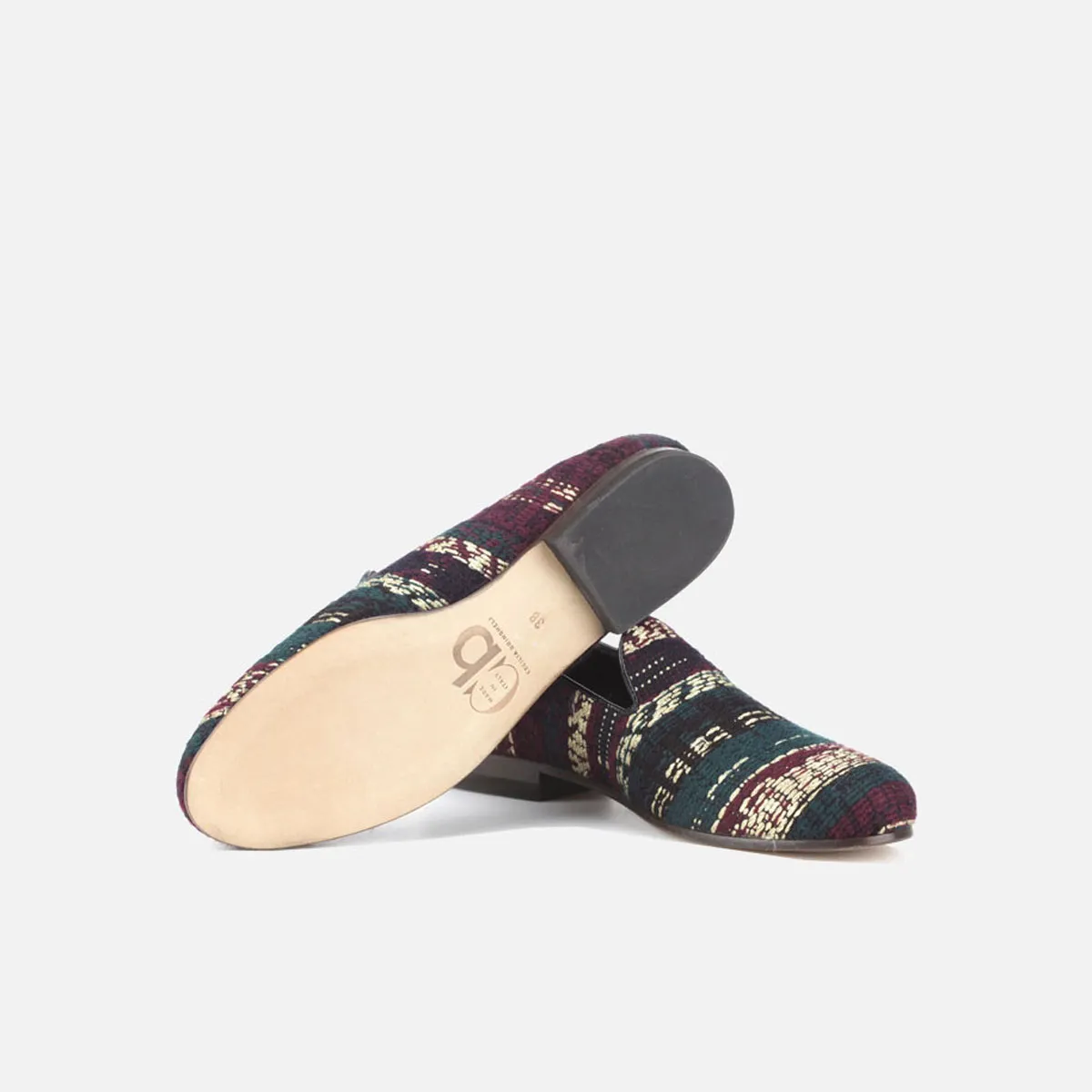 Cecilia Bringheli Positano Petrol Blue Gold Woven pantofi piele