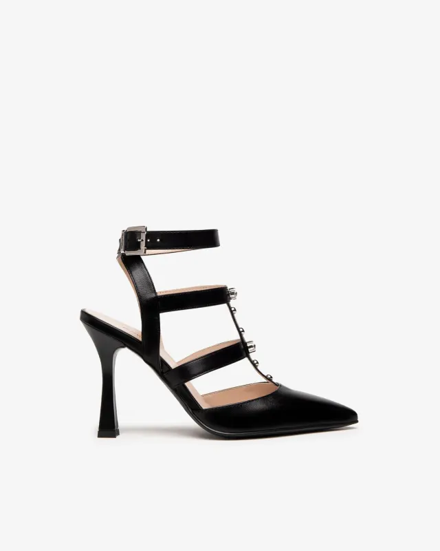 NeroGiardini pantofi dama piele decupat toc