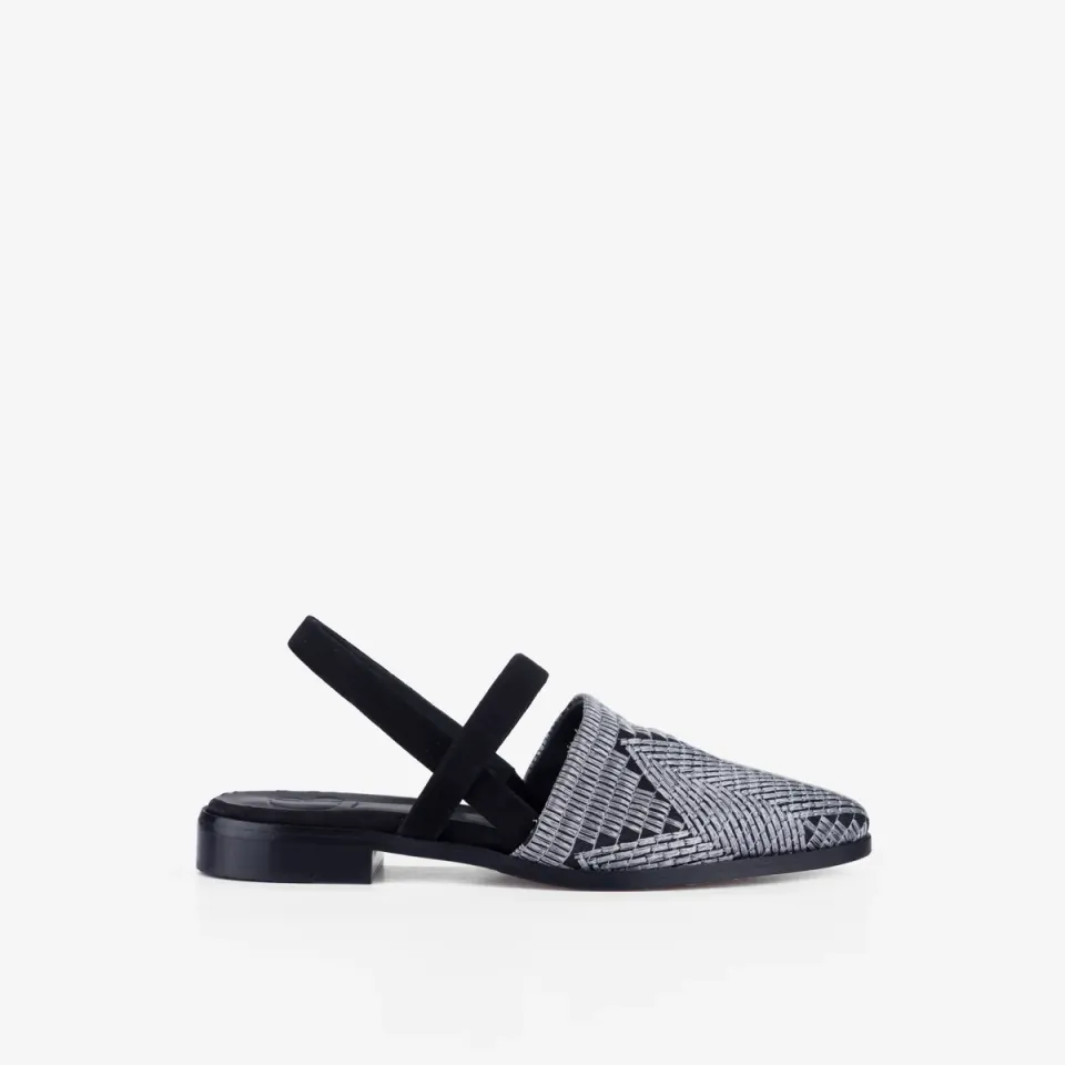Cecilia Bringheli Vega pantofi slingback broderie argintiu
