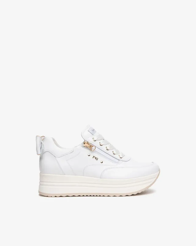 NeroGiardini sneakers piele dama cu funda si fermoar