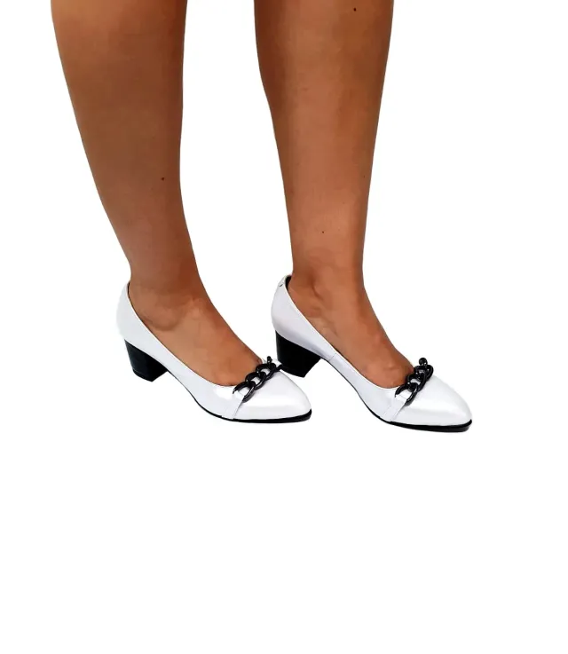 Catinca Shoes A11 ASB pantofi dama alb sidef piele