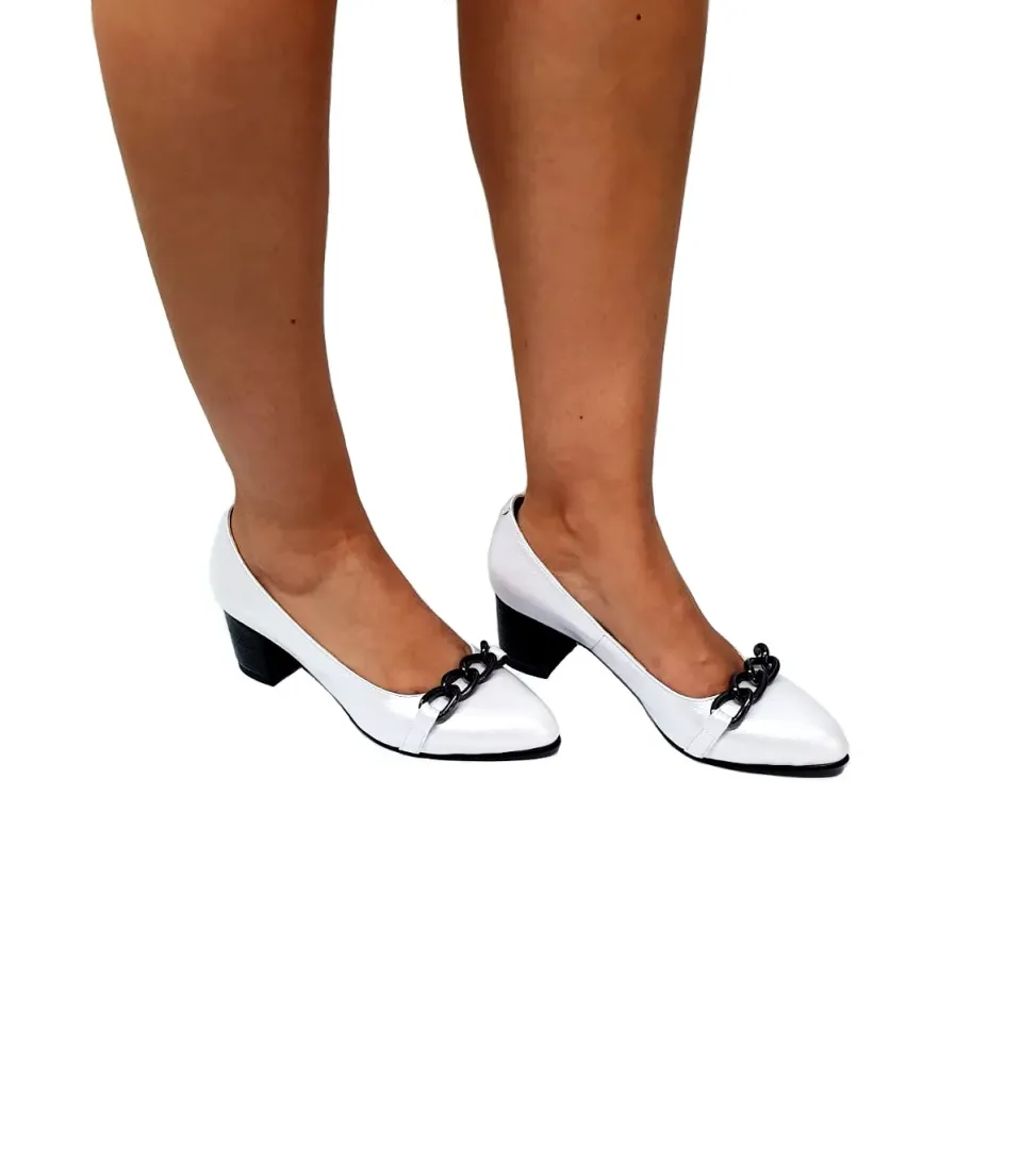Catinca Shoes A11 ASB pantofi dama alb sidef piele