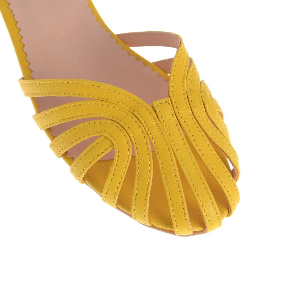 Ana Urbana Shoes Simplicity sandale galbene piele naturala