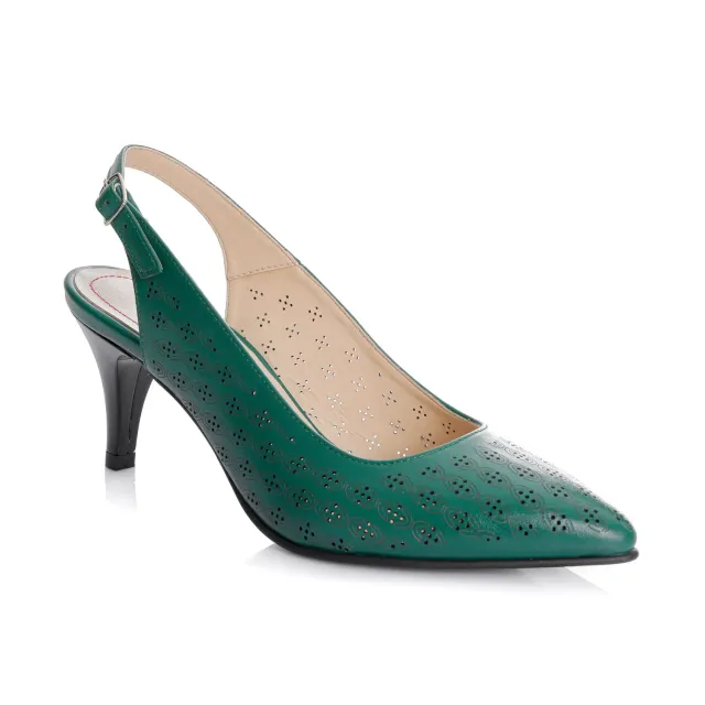 Catinca Shoes L018 VB sandale damă piele verde perforat