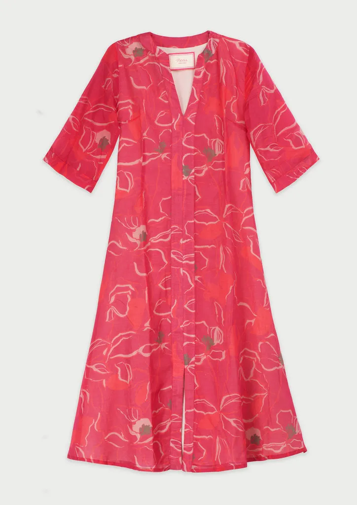 Flagelus Yao Pink Kaftan rochie lunga roz