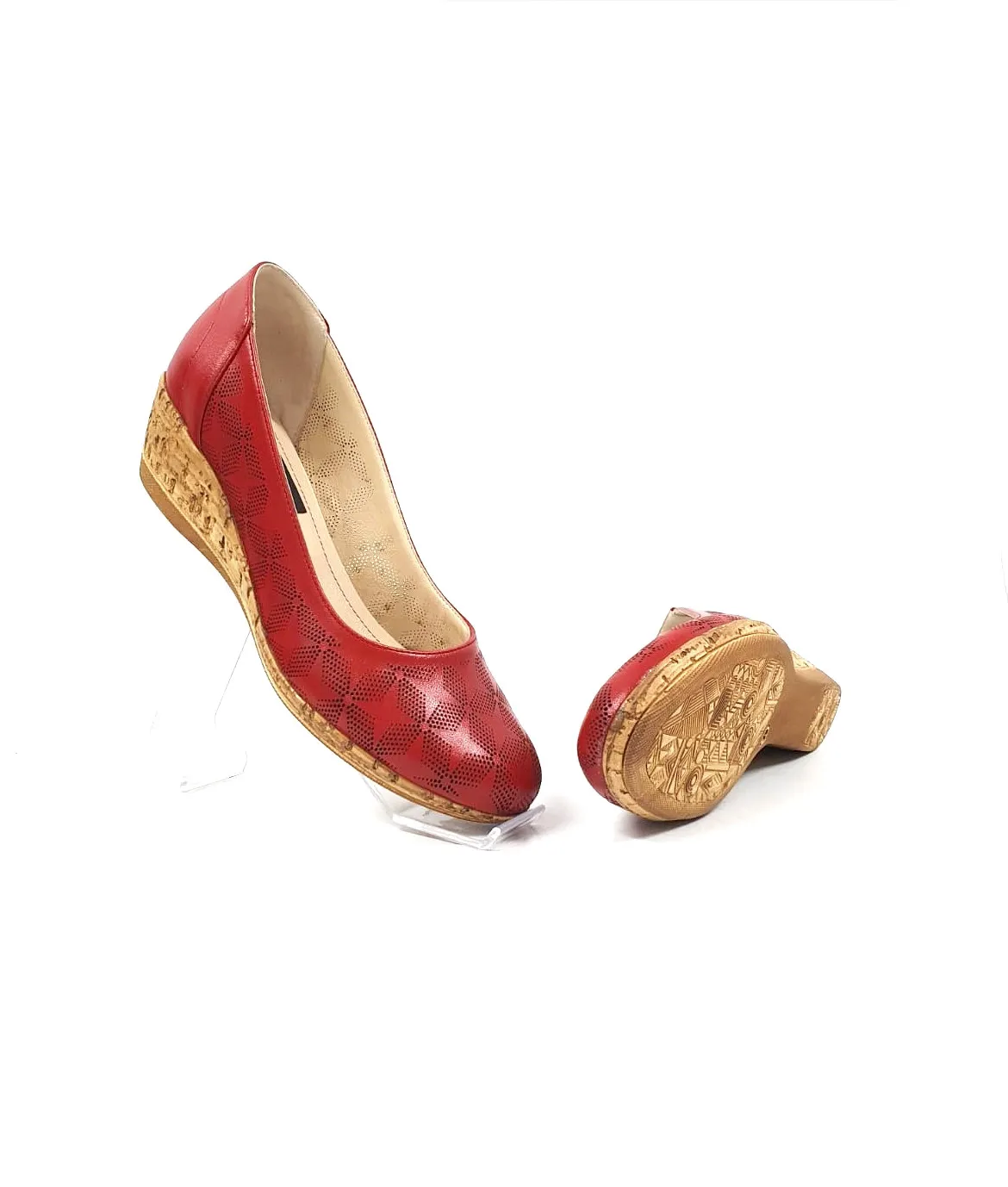 Catinca Shoes T13 R pantofi piele rosu perforat