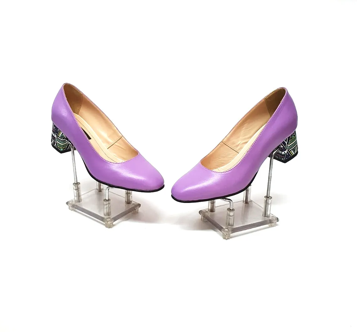 Catinca Shoes A6 LT pantofi dama piele lila triunghiuri