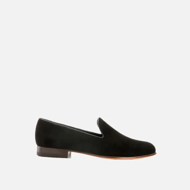 Cecilia Bringheli Positano Black Suede mocasini negri
