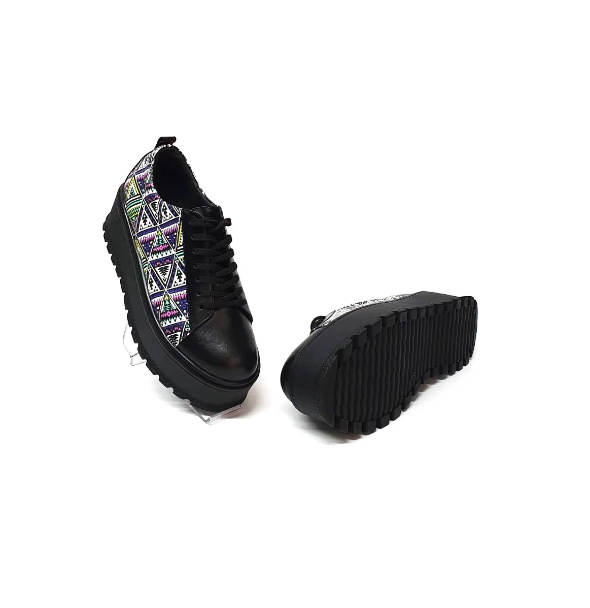 Catinca Shoes X3 NT pantofi damă negru triunghiuri piele