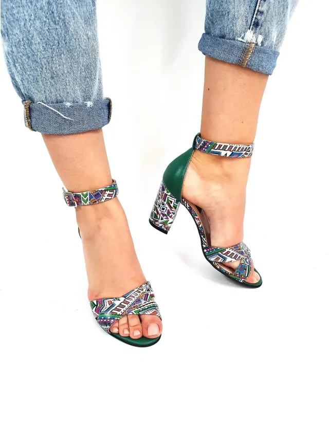 Catinca Shoes S4 VMT sandale damă verde tradițional