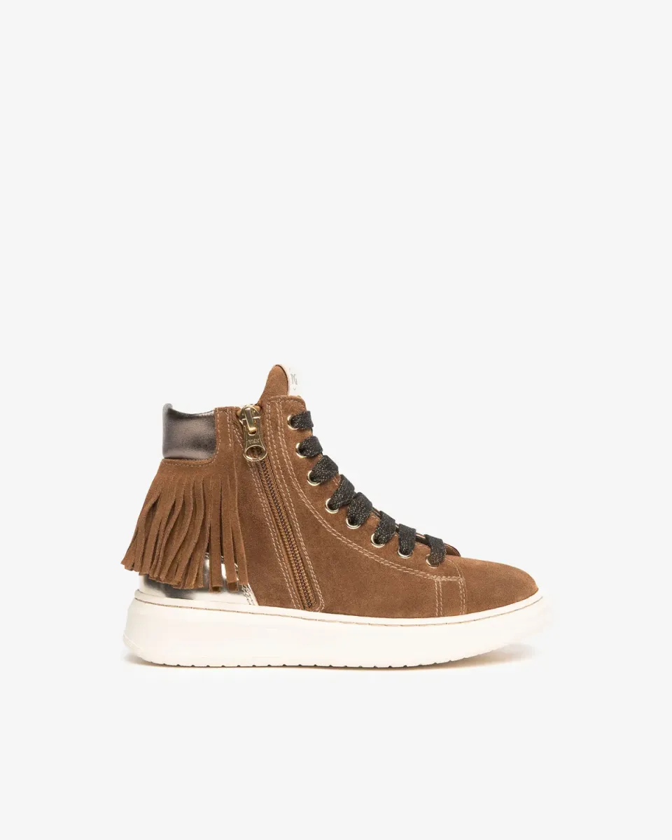 NeroGiardini sneakers fete piele cu sclipici și fermoar