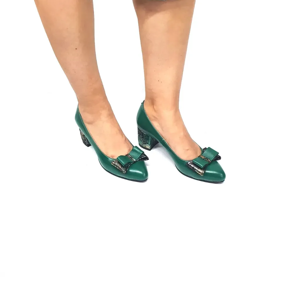 Catinca Shoes A12 VBS pantofi dama piele verde box