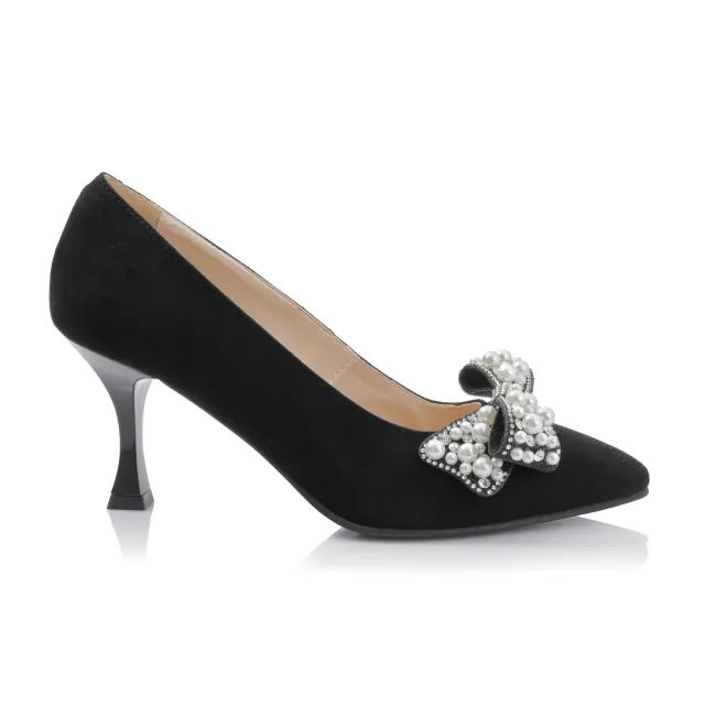Catinca Shoes A70 pantofi dama negru abtilopa piele naturala