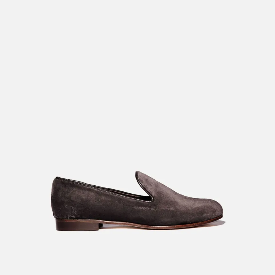 Cecilia Bringheli Positano Grey Velvet slipper catifea gri