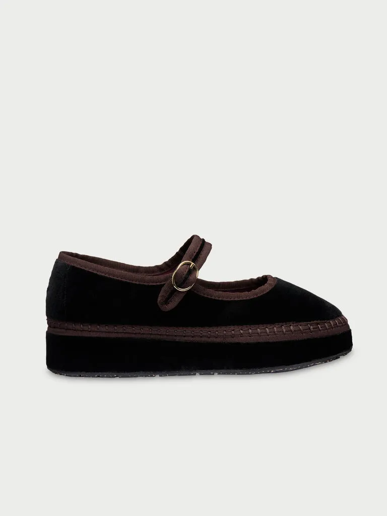 Flagelus Double Sethe pantofi catifea negri