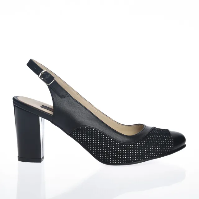 Catinca Shoes D23 NBB sandale dama piele negru buline