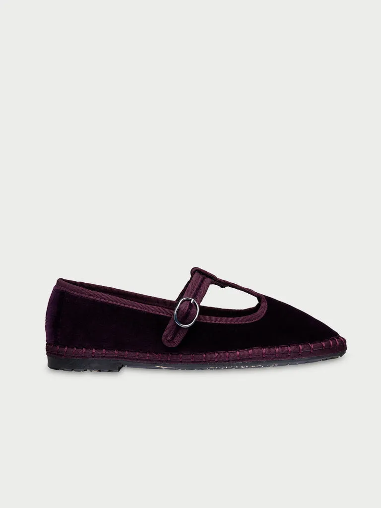 Flagelus Lewis Oxford Aubergine pantofi Mary Jane mov catifea