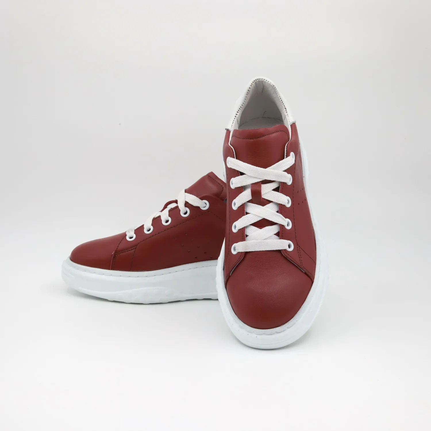 Lucas Shoes 5101 RV sneakers rosu-alb piele naturala