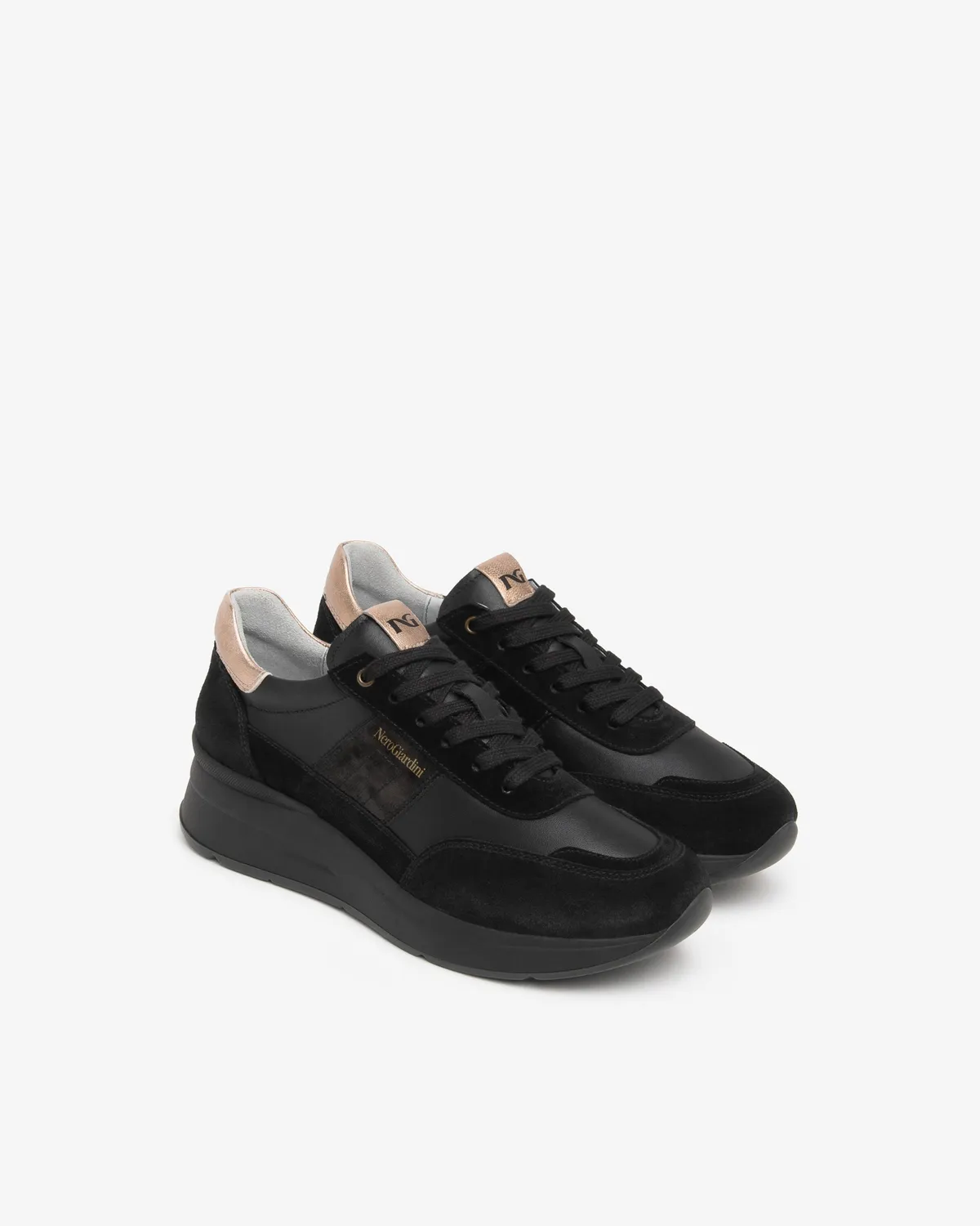 Sneakers NeroGiardini dama piele platforma 35 mm cu siret
