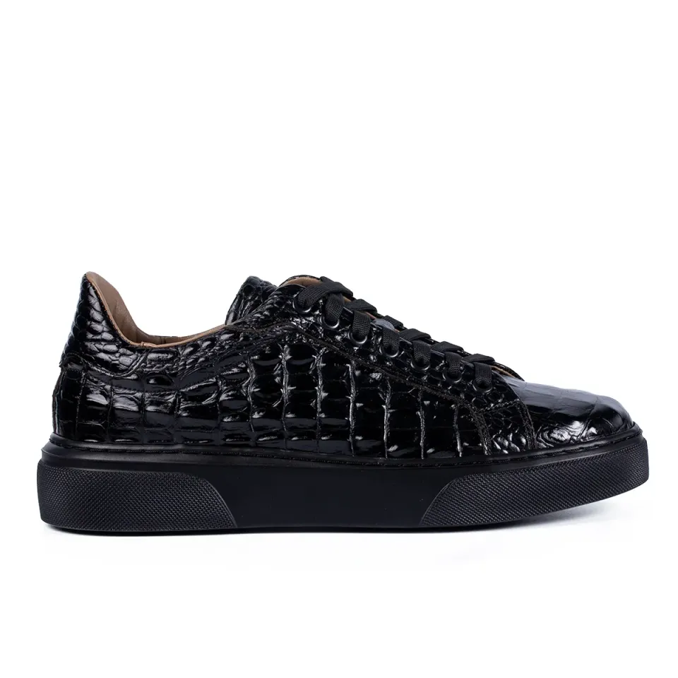 Lucas Shoes Sneaker 510 Croco sneakers negri piele naturala
