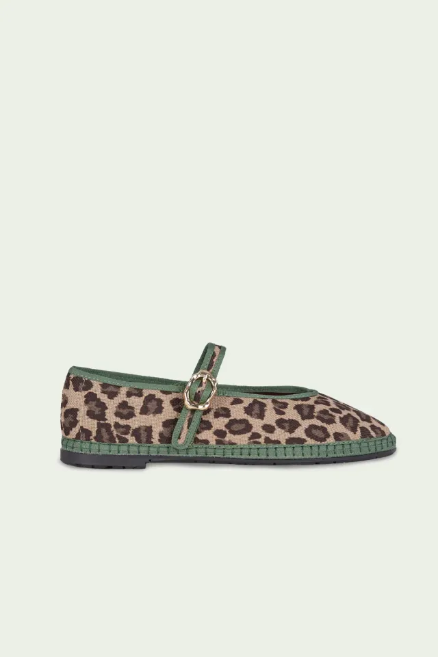 Flagelus Pierre Leopard Green pantofi in animal print