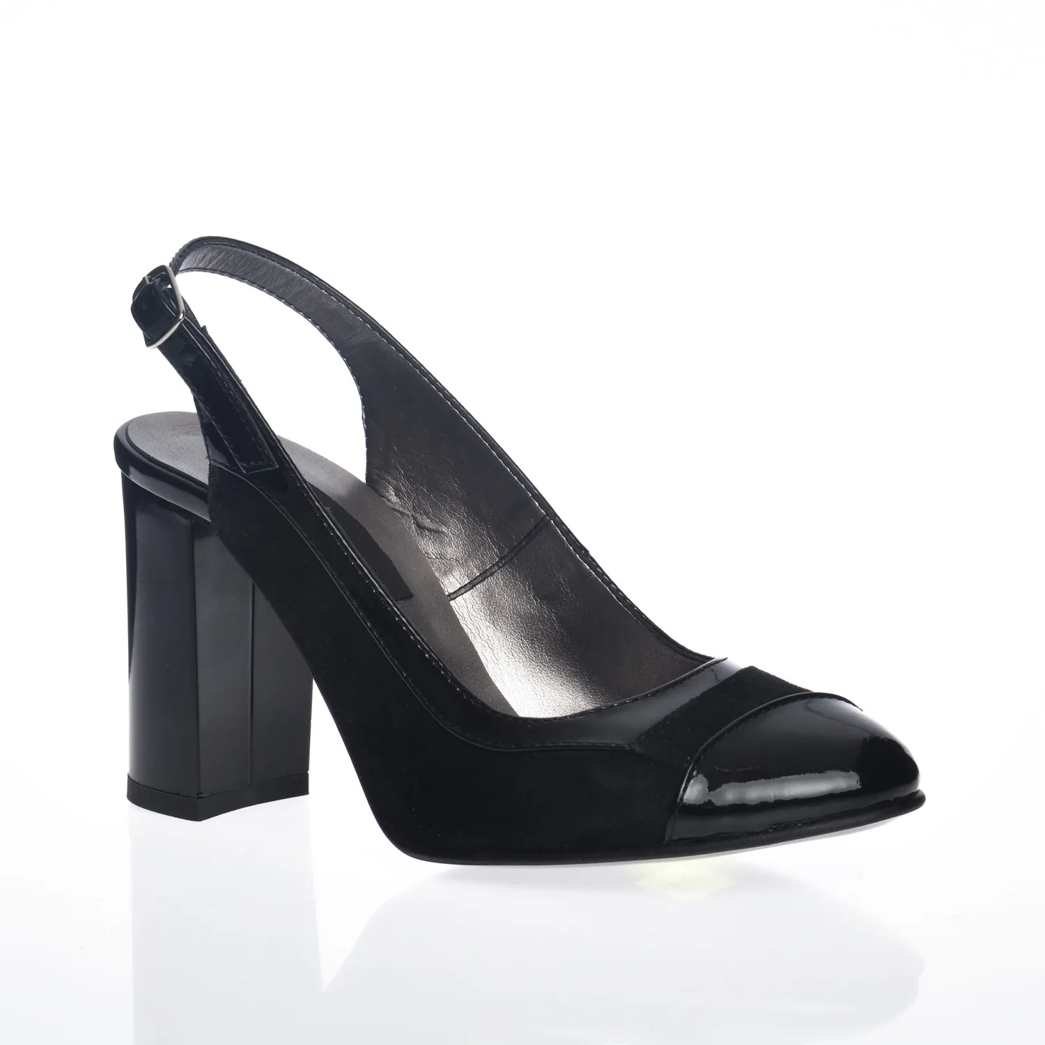 Catinca Shoes 891 NLA sandale dama negru lac piele naturala
