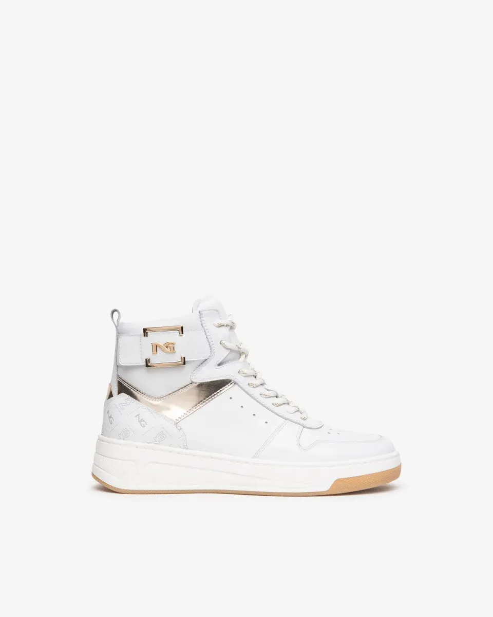 NeroGiardini Sneakers Damă Piele Înalți Monogram 4 cm