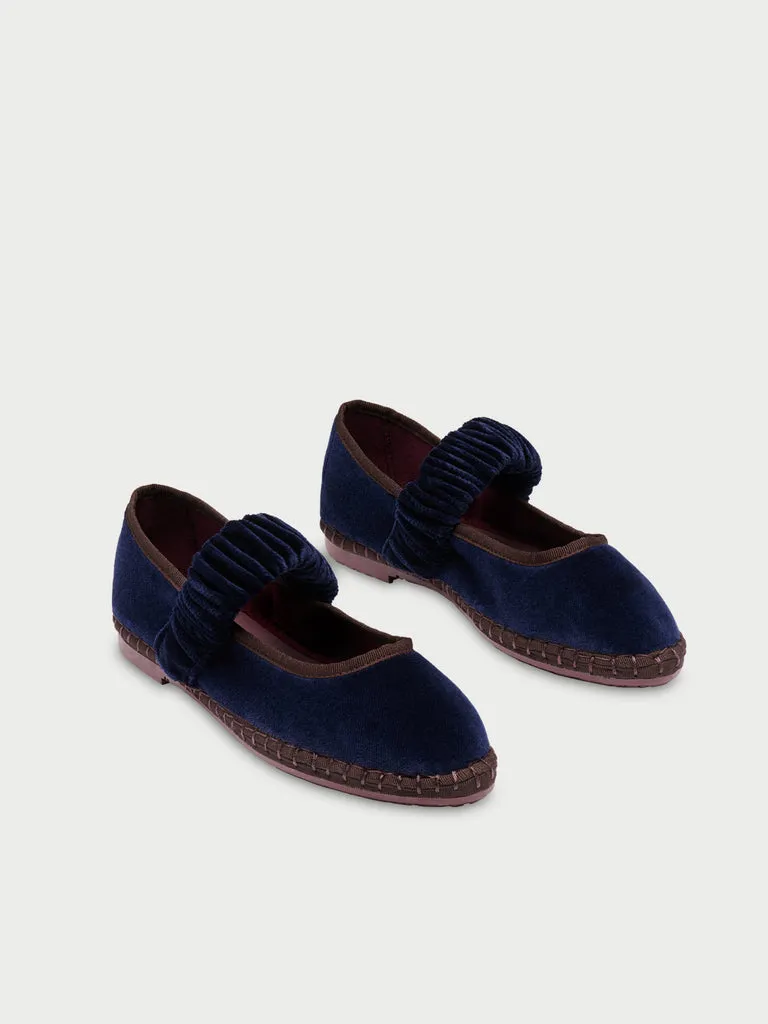 Flagelus Mafalda Dark Blue pantofi bleumarin catifea