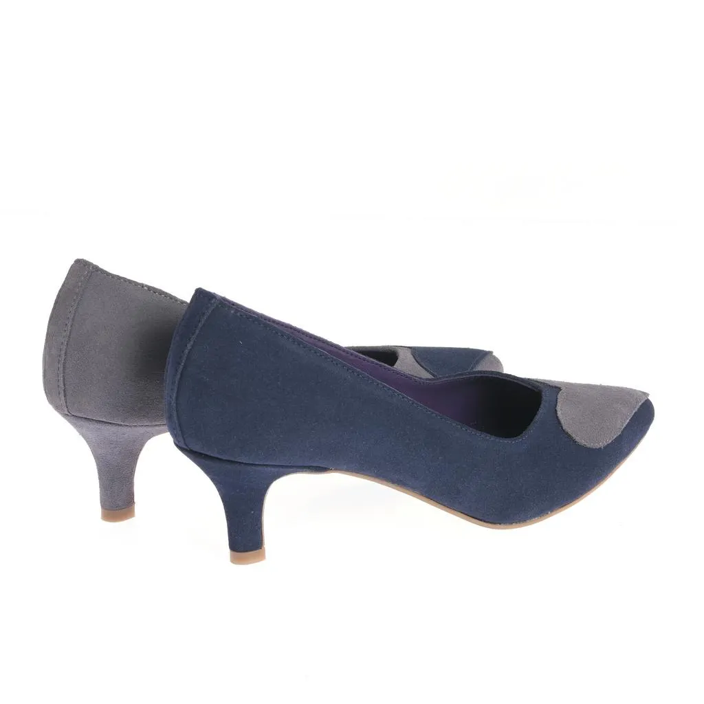 Ana Urbana Stockholm pantofi piele bleumarin-gri inima