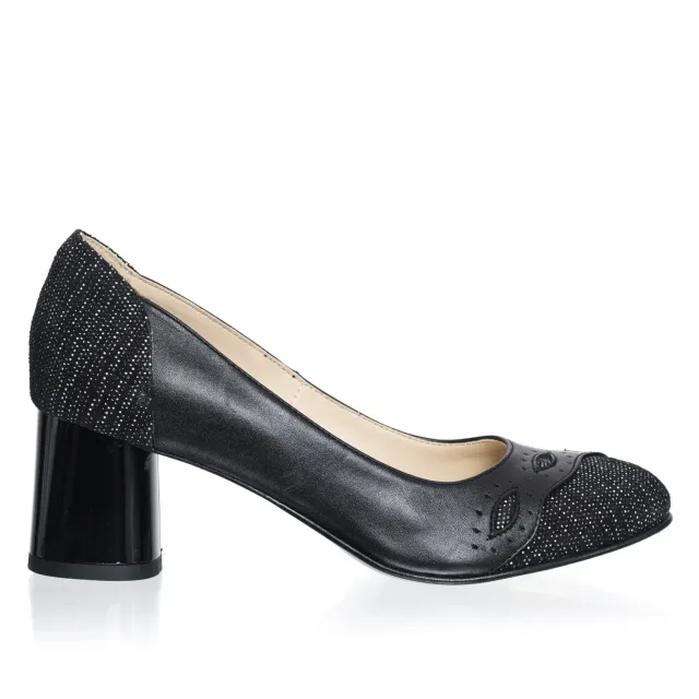 Catinca Shoes 03 NBP pantofi dama piele negru picatele