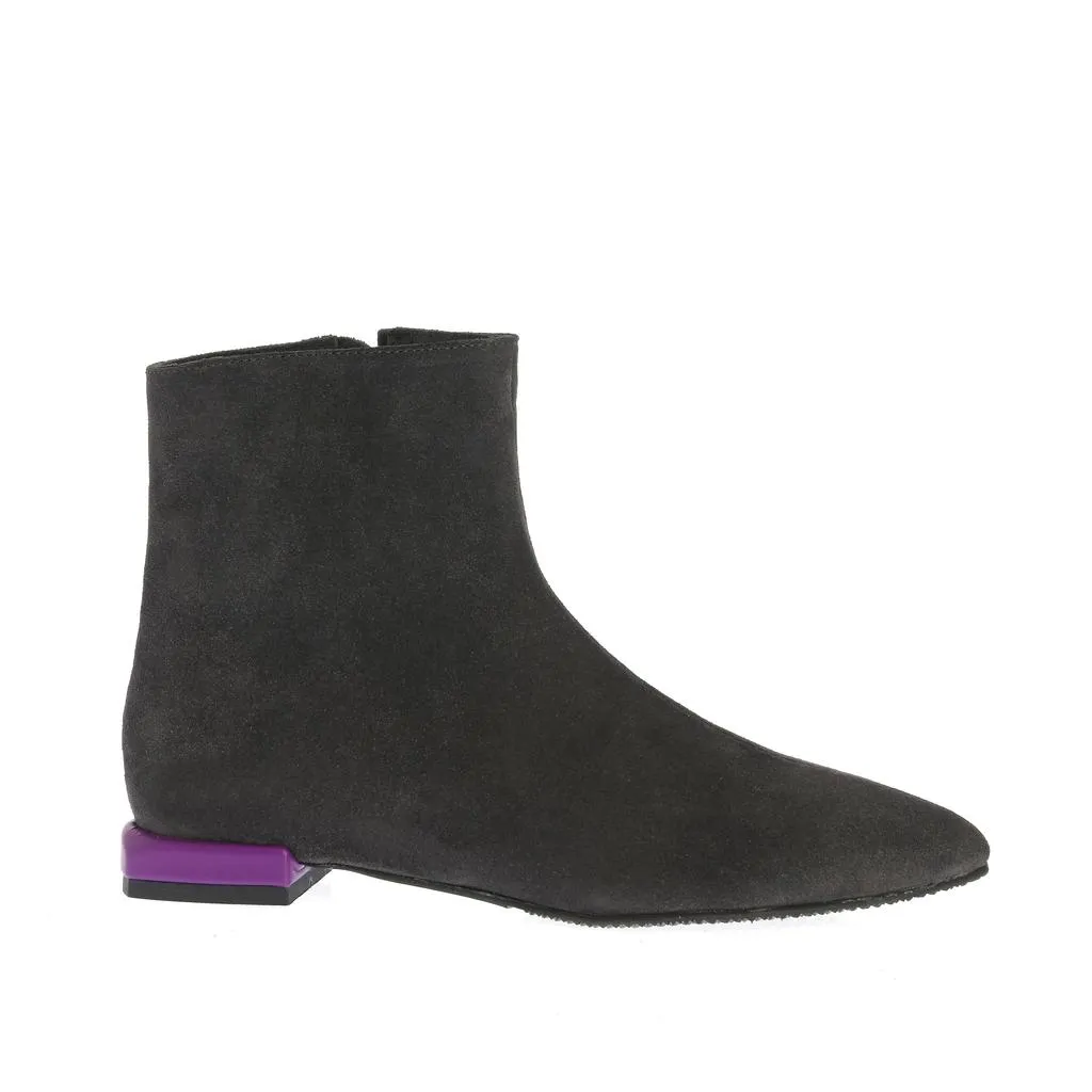 Ana Urbana Ravenna botine piele gri inchis toc bicolor
