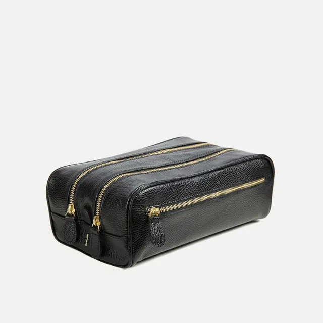 Cecilia Bringheli Laguna trusa cosmetica neagra piele naturala