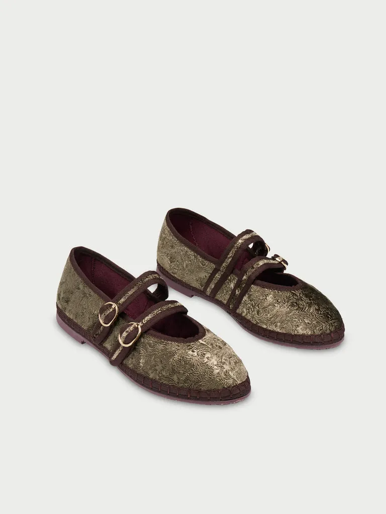 Flagelus Claire Reale Grey pantofi Mary Jane aurii